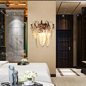 Davina Gold Kaplamalı Modern Tasarım Salon Kristal Yatak Başı Aplik