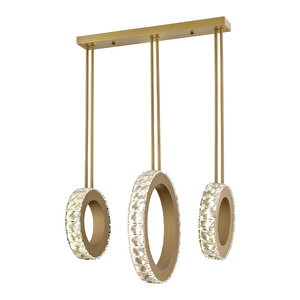 Cori̇na 3 Sirali Eski̇tme Avi̇z Ledli 3 Renkli  Kristalli Taşlı Modern Tasarım Led Kristal Salon Avize