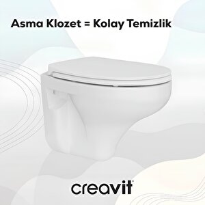 Creavit Perla Beyaz Kanallı Asma Klozet Tp320, Creavit Perla Çınar Yavaş Kapak