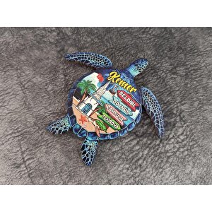 Magnet Kaplumbağa Caretta Hayvan Buzdolabı Süsü Ahşap Magnet Mıknatıslı Hediyelik Eşya