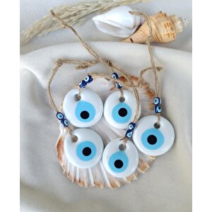 Cam Nazar Boncuğu 5 Adet 5cm Şeytan Göz Kovucu Ev Araba Ağaç Duvar Bahçe Süsleme Kolye