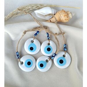 Cam Nazar Boncuğu 5 Adet 5cm Şeytan Göz Kovucu Ev Araba Ağaç Duvar Bahçe Süsleme Kolye