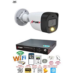 1 Kameralı 1080p 2mp Görüntü Gece Renkli Full Hd Ultra Led Gece Renkli Güvenlik Kamerası Seti 1 Tb