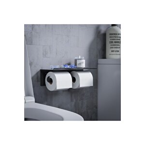 Le Moduler Kendinden Yapışkanlı Tuvalet Kağıdı Tutacağı, Her Türlü Tuvalet Kağıdı İçin Çift Rulolu Askılık