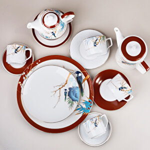 Alysia Kuş Desenli 6'lı Porselen Çay Fincanı Seti
