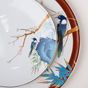 Alysia Kuş Desenli 6'lı Porselen Servis Tabağı Seti 28 Cm