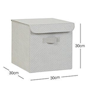 Ocean Home Textile Gri Balıksırtı Kapaklı Kutu 30 X 30 X 30 Cm