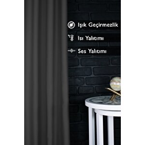 Blackout Işık Geçirmez Fon Perde V-14 Füme Pilesiz Ekstraforlu Karartma Güneşlik 50x200 cm