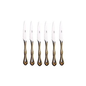 Lalezar Gold Altın Pasta Tatlı Bıçak 6 Lı Pasta Tatlı Bıçağı Gold