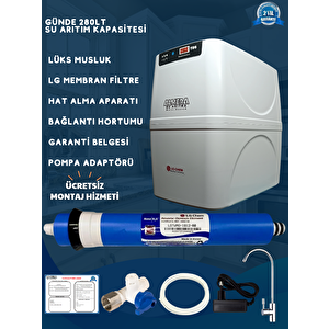 Pompalı Dijital Tds Ekranlı Ekstra Mineralli Çelik Tanklı Su Arıtma Cihazı +lg Chem Yedek Filtre Set + (Ücretsiz Montaj)