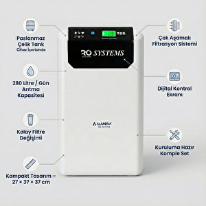 (Montaj Dahil) R.O. Plus Dijital Pompalı Su Arıtma Cihazı - Tezgah Altı Su Arıtıcı (Beyaz)