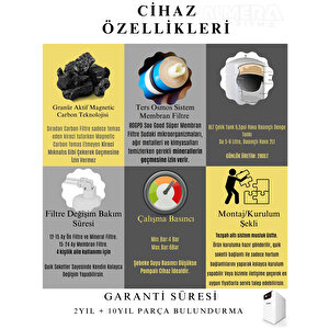 Premium Su Arıtma Cihazı 10 Aşamalı Çelik Tanklı + Yedek Filtre Set Hediye