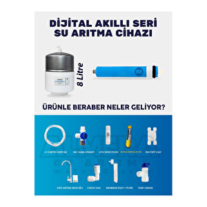 Dijital Seri Su Arıtma Cihazı 10 Aşamalı Ekstra Ph Alkali Mineral Eklentili Çelik Tanklı