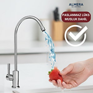 R.O. Systems Pompalı Su Arıtma Cihazı Çelik Tanklı Mineral Aşamalı Lüks Musluk Dahil