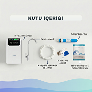 R.O. Plus Dijital Su Arıtma Cihazı - Tezgah Altı Su Arıtıcı (Beyaz)