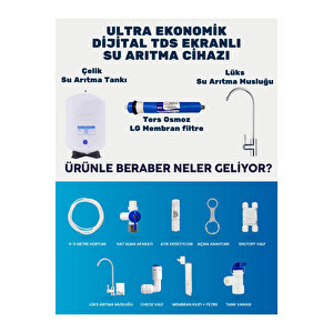 Dijital Tds Ekranlı Ekstra Mineralli Çelik Tanklı Dijital Su Arıtma Cihazı