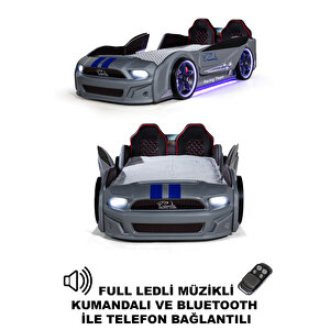 Gri Arabalı Yatak Kapıları Açılan Mustang Full Ledli Kumandalı Ve Müzikli