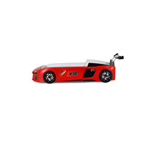 Kırmızı Arabalı Yatak V12 Audi Işıklı Full Plastik