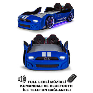 Mavi Arabalı Yatak Kapıları Açılan Mustang Full Ledli Kumandalı Ve Müzikli