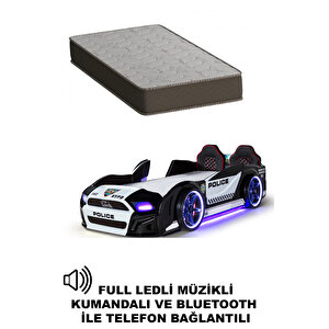 Arabalı Yatak Kapıları Açılan Mustang Full Ledli Kumandalı Ve Müzikli + Ortopedik Yatak