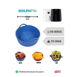 Dolphfin Airfryer Silikon Mavi Pişirme Kabı