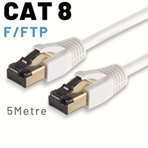 Irenis 5 Metre Cat8 Kablo F/ftp Lszh Ethernet Network Lan Ağ Kablosu Beyaz