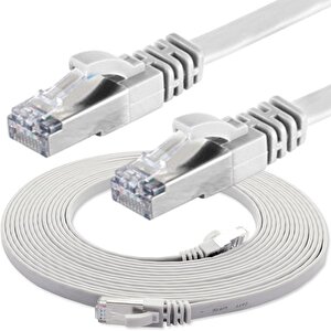 Irenis 50 Cm Cat7 Kablo Yassı Ftp Ethernet Network Lan Ağ Kablosu Beyaz