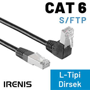 Irenis Cat6 S/ftp Dirsek Kablo, 15 Metre, Siyah Mavi