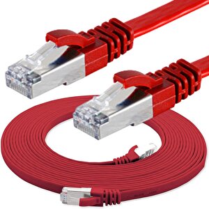 Irenis 50 Cm Cat7 Kablo Yassı Ftp Ethernet Network Lan Ağ Kablosu Kırmızı