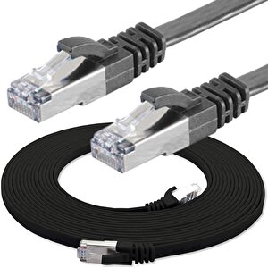 Irenis 50 Cm Cat7 Kablo Yassı Ftp Ethernet Network Lan Ağ Kablosu Siyah