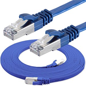 Irenis 50 Cm Cat7 Kablo Yassı Ftp Ethernet Network Lan Ağ Kablosu Mavi