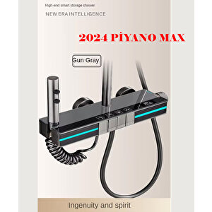2024 Max Piyano Dijital Akıllı Duş Seti Antrasit 5 Fonksiyonlu