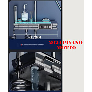 2024 Motto Piyano Dijital Akilli Duş Seti Antrasit Çok Fonksiyonlu