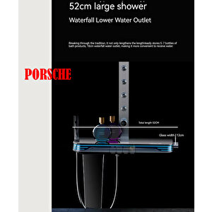 La Porsche 2024 Dijital Akıllı Duş Seti Antrasit Masajli Çok Fonksiyonlu