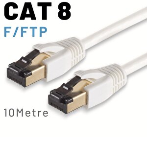Irenis 10 Metre Cat8 Kablo F/ftp Lszh Ethernet Network Lan Ağ Kablosu Beyaz