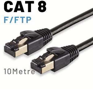 Irenis 10 Metre Cat8 Kablo F/ftp Lszh Ethernet Network Lan Ağ Kablosu Siyah