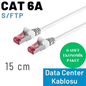 Irenis 6 Adet 15 Cm Cat6a S/ftp Ethernet Data Center Patch Kablo, Beyaz
