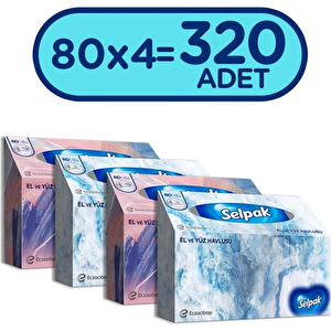 El Ve Yüz Havlusu X 4 Paket 320 Yaprak