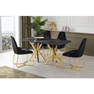 Lara Royal High Gloss Yemek Masa Sandalye Takımı 90x140 cm