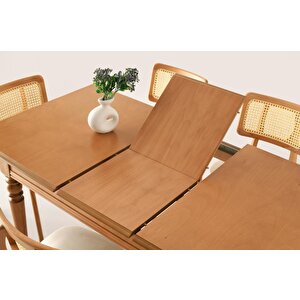 Soho Zion Ağaç Açılır Yemek Masa Sandalye Takımı 80x120