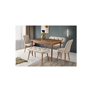 Didim Banklı Açılır Mutfak Masa Sude Sandalye Takımı 80x120