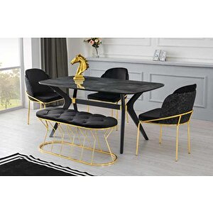 Polo Victoria High Gloss Yemek Masa Sandalye Banklı Takım 90x160 cm