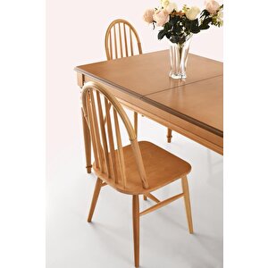 Elegant Ada Ağaç Açılır Yemek Masa 6 Sandalye Takımı