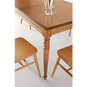 Elegant Ada Ağaç Açılır Yemek Masa 6 Sandalye Takımı