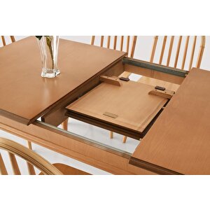 Elegant Ada Ağaç Açılır Yemek Masa 6 Sandalye Takımı