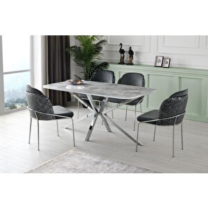 Polo Çapraz High Gloss Yemek Masa Sandalye Takımı 90 X 160 Cm