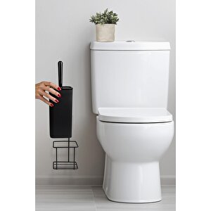 Okyanus Home Siyah Eko Magic Askılı Kare Mina Wc Fırçalık