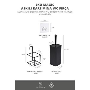 Okyanus Home Siyah Eko Magic Askılı Kare Mina Wc Fırçalık