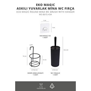 Okyanus Home Siyah Eko Magic Askılı Yuvarlak Mina Wc Fırçalık