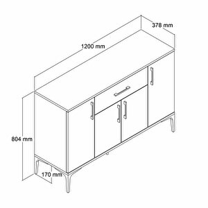 Tanmob Mdl0302 Alt Çok Amaçlı Dolap 4 Kapaklı Çekmeceli Mutfak Dolabı Çam